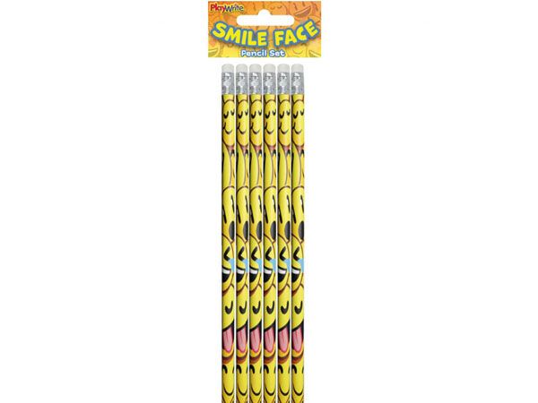 6pk Smiley Face Eraser Tipped HB Pencils