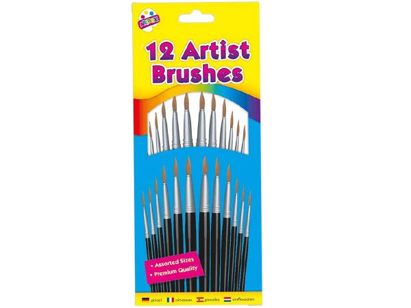 Art Box 12pk Natural Bristle Artist Brush Set
