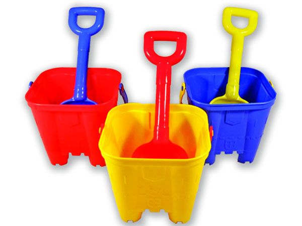 13cm Castle Sand Bucket And Spade, Assorted Picked At Random