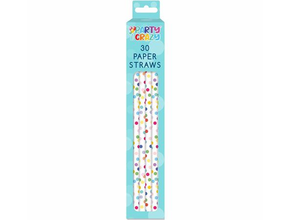 Party Crazy - Happy Birthday 30 Pack Paper Party Straws