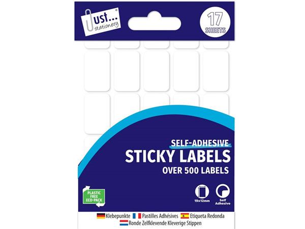 Just Stationery 510 Pack Small White Sticky Labels 19 x 12mm
