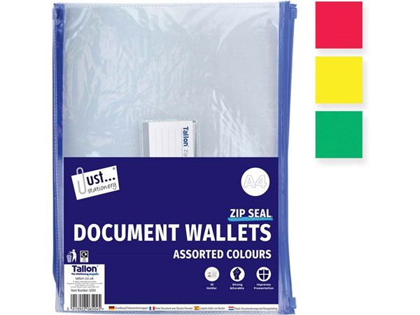 Just Stationery 2pk Zip Top Clear Document Wallets