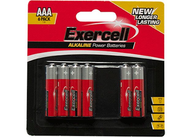 Exercell Alkaline AAA Batteries - 6 Pack