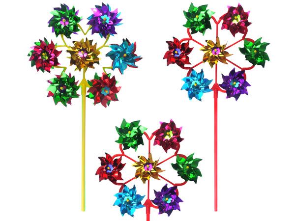 24x 7 Head Multicoloured Foil Windmills
