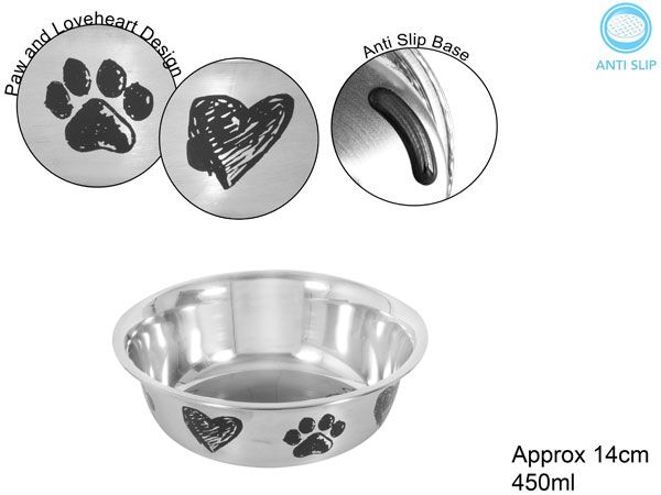 Smart Choice Polished Stainless Steel Pet Bowl - 450ml