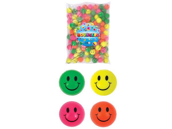 100 x Mixed Bag Of Neon Smiley Face Jet Balls | T35256