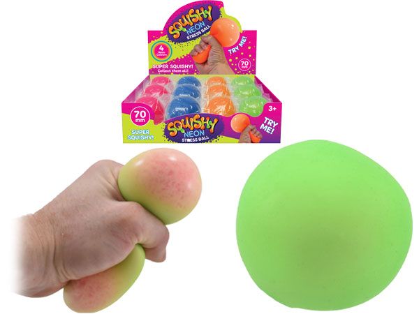 12x 7cm Neon Colour Stress Balls, In Display Box
