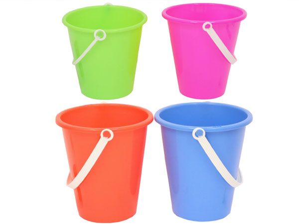 Wholesale Childrens Beach Buckets | 17cm Round Neon Colours