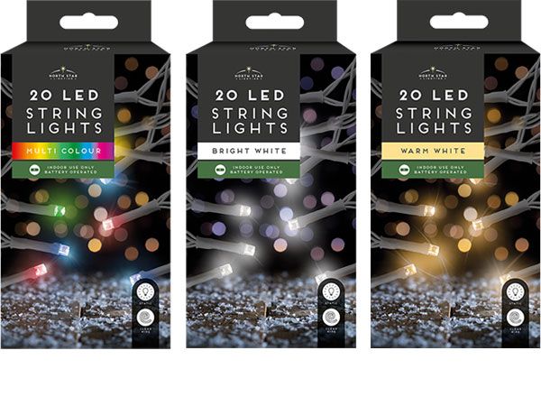 North Star Battery Operated String Lights - 20 LEDs,Assorted Picked at Random