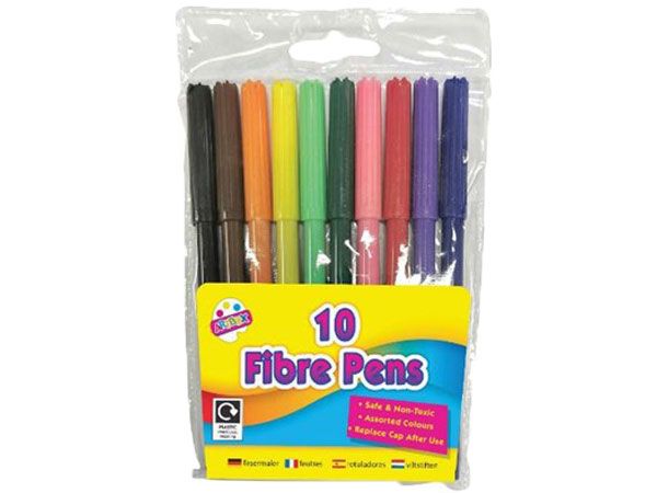 Wholesale colouring fibre pens | 10 Pack Felt Tips