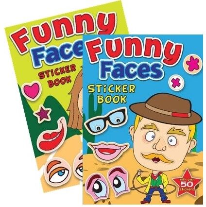 6x Funny Faces Sticker Book