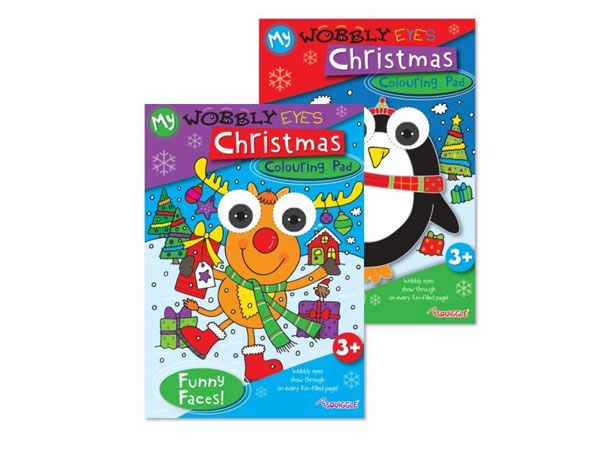 6x Squiggle Wobbly Eyes Christmas Colouring Book