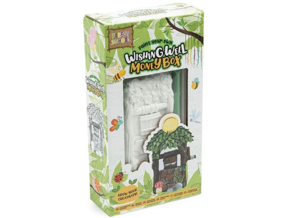 Grafix Forest School Paint Your Own Wishing Well Money Box Importer Clearance
